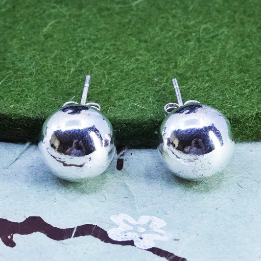 12mm, Vintage sterling silver huge sphere studs, handmade 925 earrings