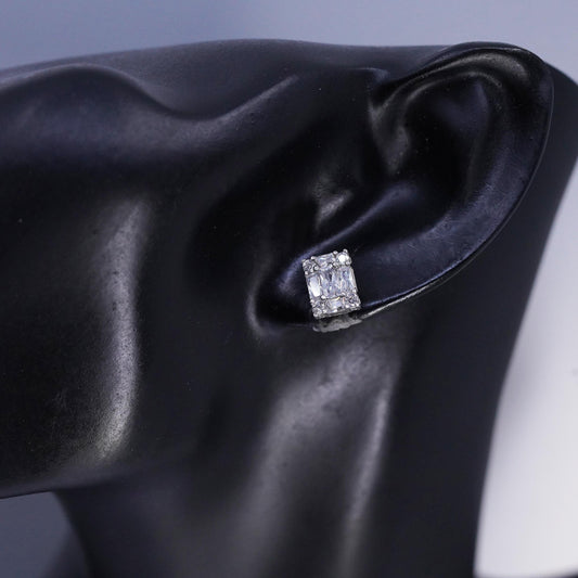 Vintage Sterling 925 silver earrings, studs with cluster Cz