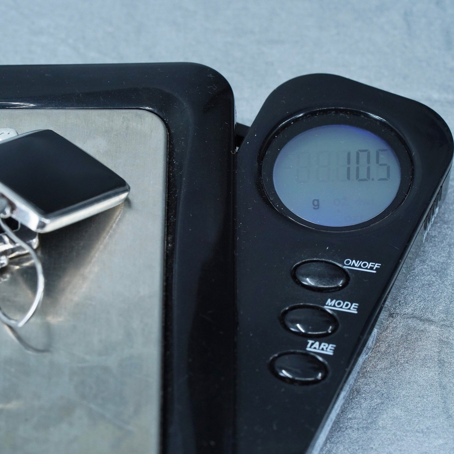 Vintage Sterling 925 silver handmade earrings with rectangular black onyx