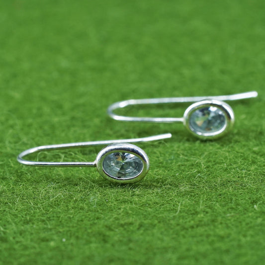 Vintage Sterling 925 silver handmade earrings with oval CZ