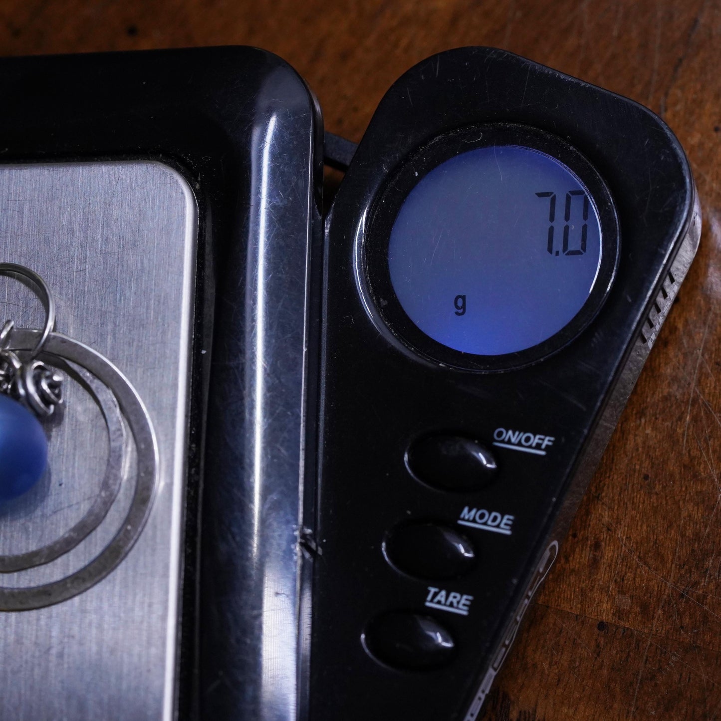 Vintage Sterling 925 silver handmade double circle earrings w/ blue glass bead