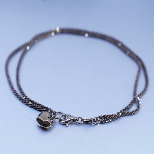 10”, Italy Milor gold Sterling 925 silver twisted bracelet anklet heart charm
