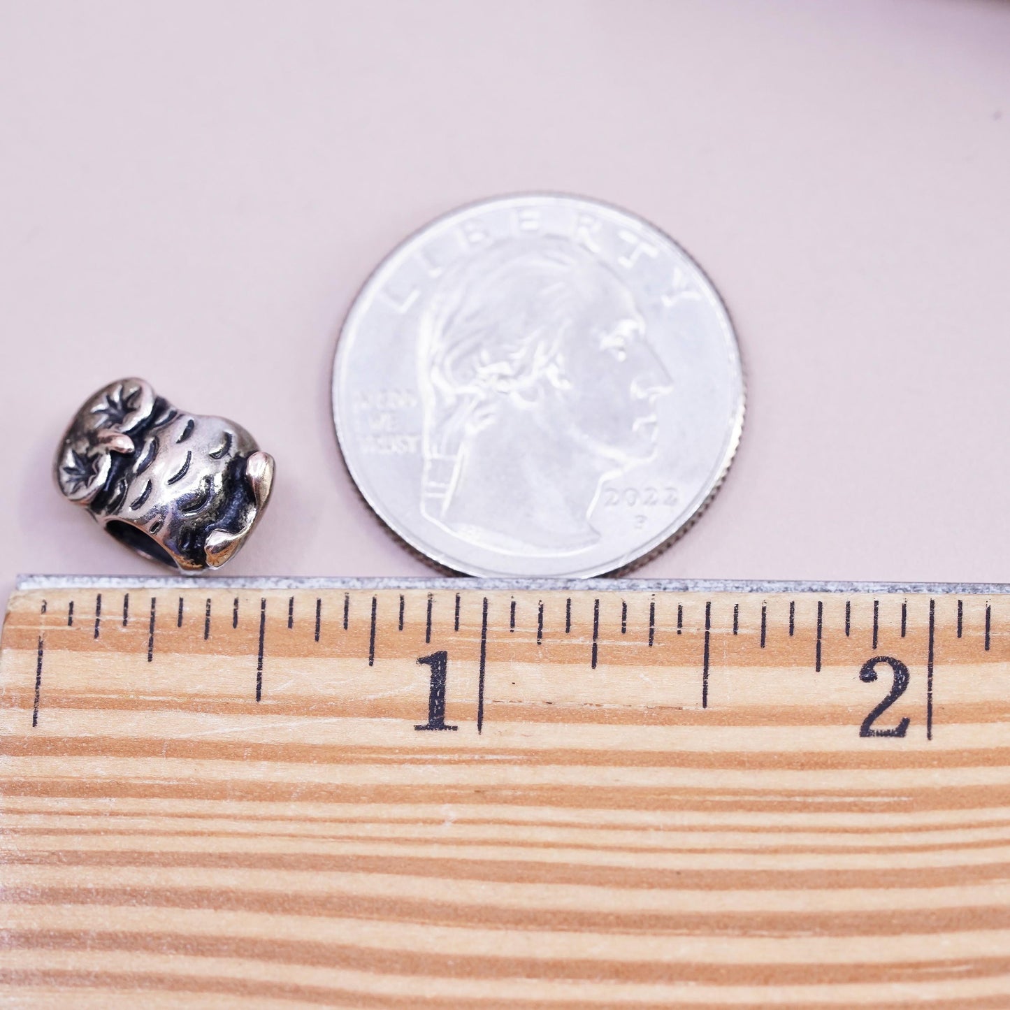 vintage copper owl bead charm, no mark