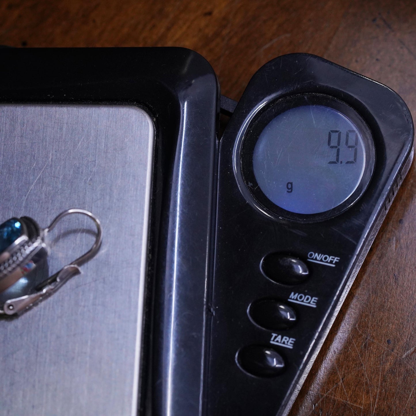 Vintage Sterling 925 silver handmade earrings with square blue topaz lever back