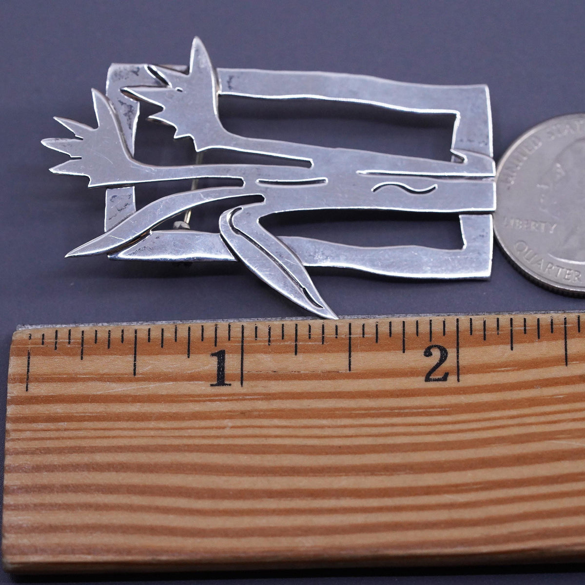 Mexico Sterling Silver 925 Modernist Bird Brooch Pin Taxco Artisan Figural