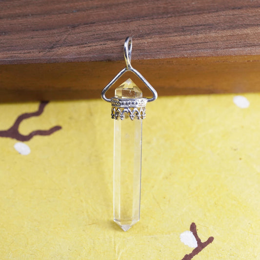 Vintage sterling 925 silver handmade healing crystal pendant