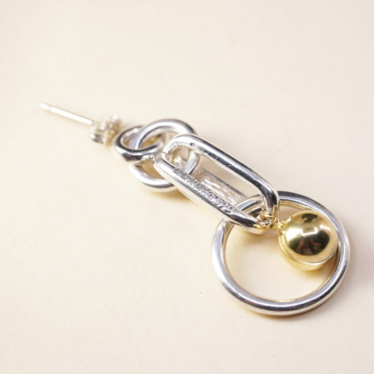 1", Vintage two tone MMA MAd sterling silver single earring, fashion modernist