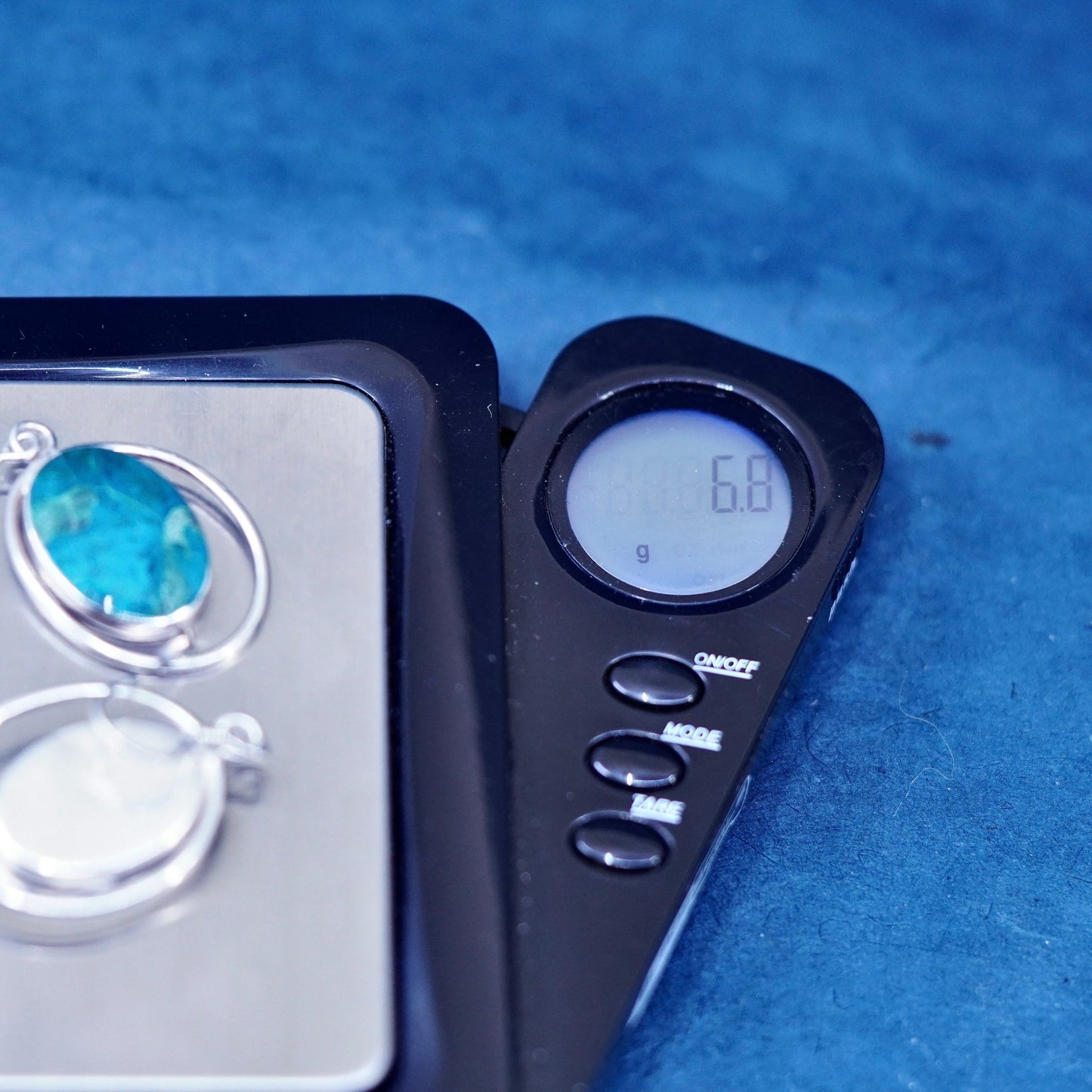 Vintage Sterling 925 silver handmade earrings with oval turquoise