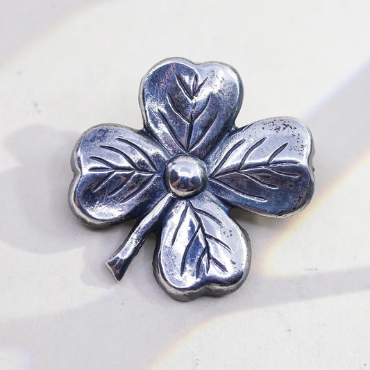 Vintage Lang sterling silver dogwood flower brooch, fine 925 silver pin