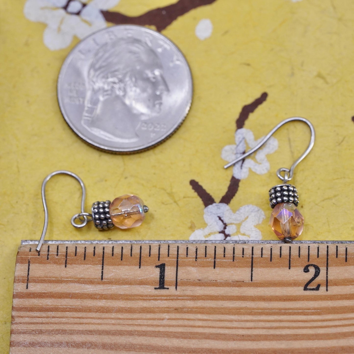 Vintage Sterling silver 925 handmade earrings with pink crystal