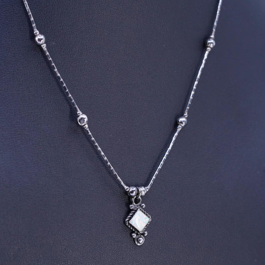 16", Native American Sterling 925 liquid silver handmade necklace opal pendant