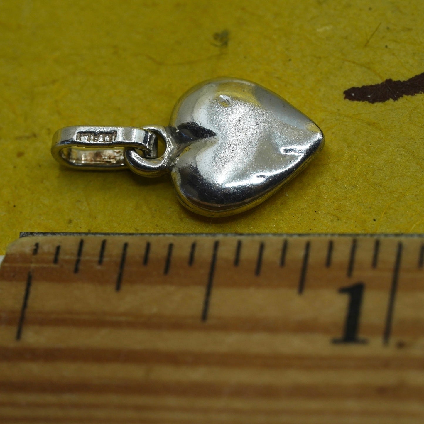 Vintage Italian Sterling silver handmade charm, 925 heart pendant