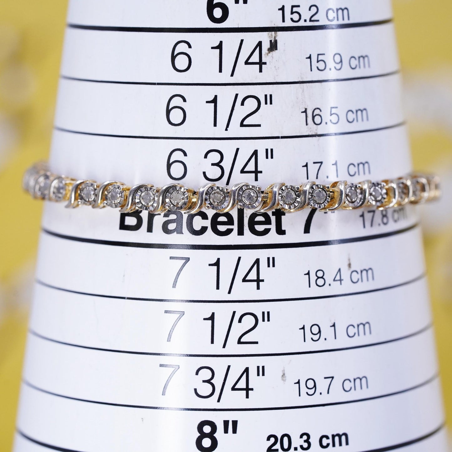 7", vermeil yellow gold Sterling silver tennis bracelet, 925 genuine diamond