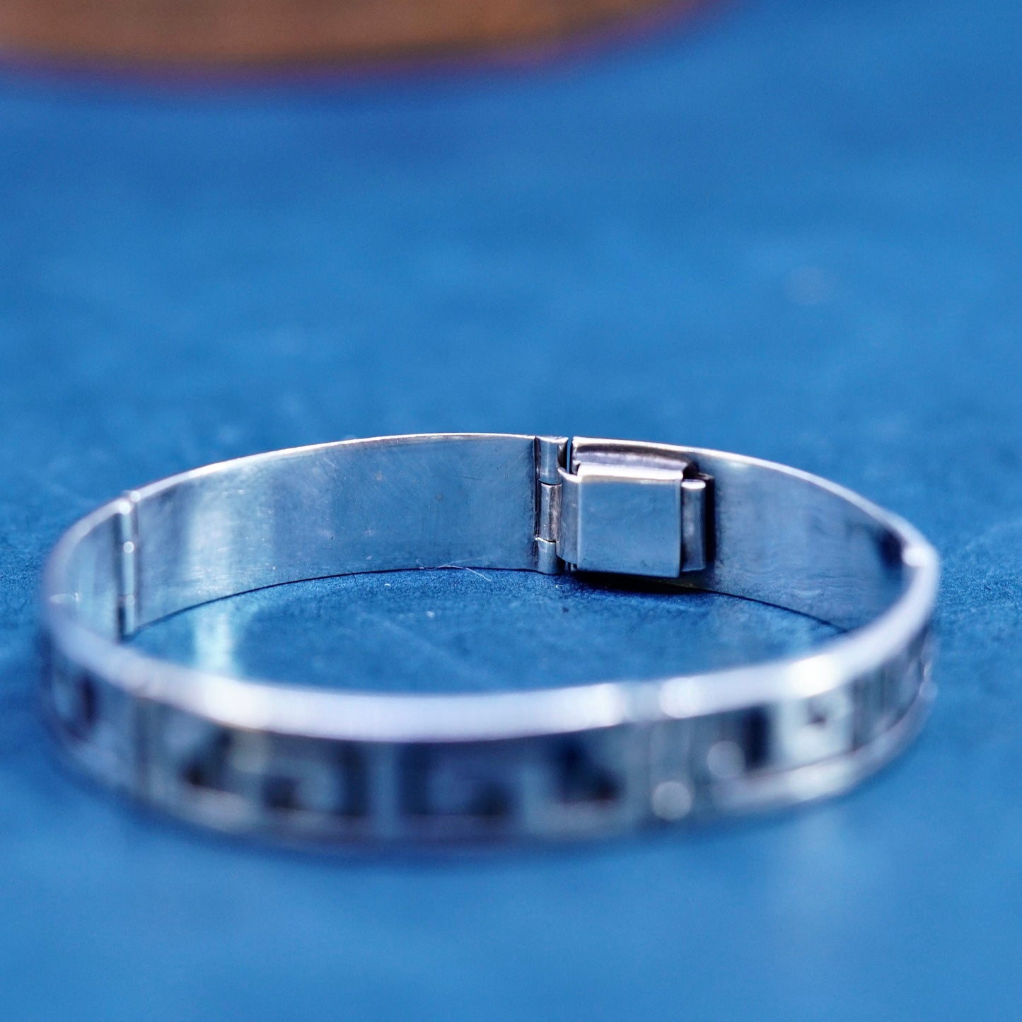 6.5”, Sterling silver handmade bracelet, 925 Greek key pattern tennis chain