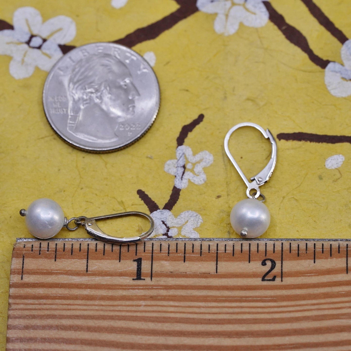 Vintage Sterling 925 silver handmade earrings with pearl drops and lever back