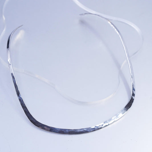 16", vintage Sterling 925 silver handmade hammered choker collar necklace