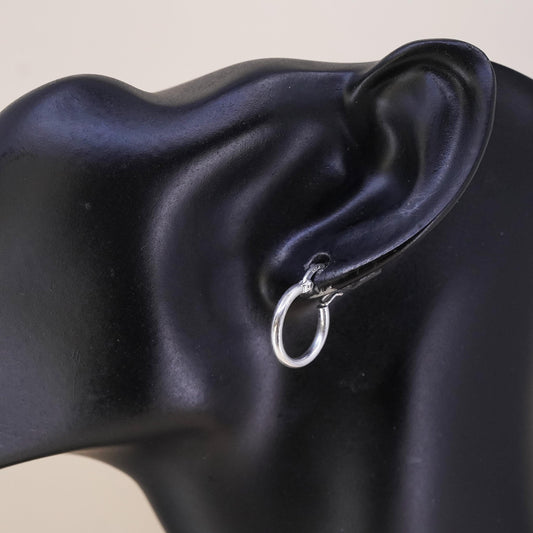 0.5", Vintage sterling silver loop single earring, fashion minimalist primitive hoop