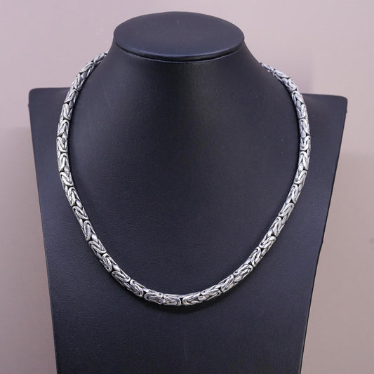 19” 5mm, Vintage Southwestern Sterling 925 silver Birdcage Byzantine necklace