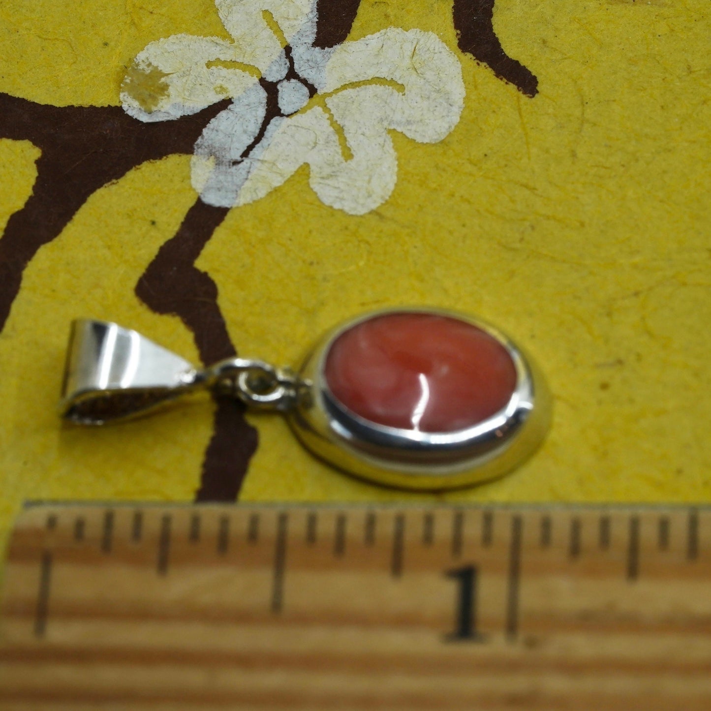 Vintage mexico Sterling 925 silver handmade pendant with orange agate