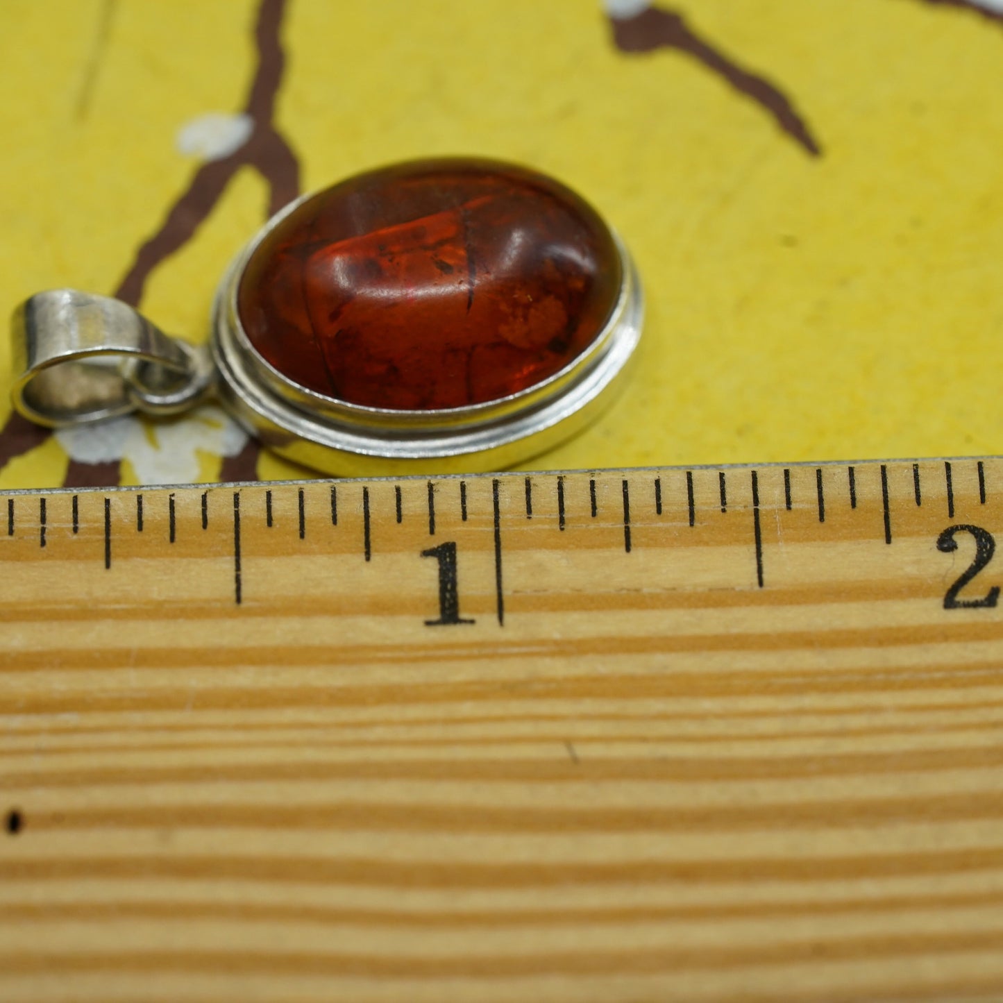 Vintage Mexico Sterling silver 925 handmade pendant with amber