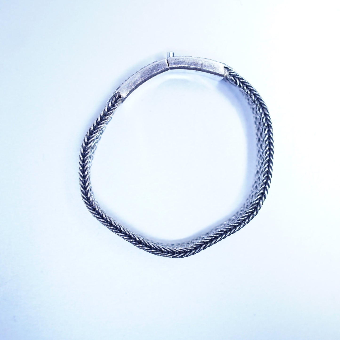 6.75”, Native American Sterling 925 silver handmade wide bangle bracelet