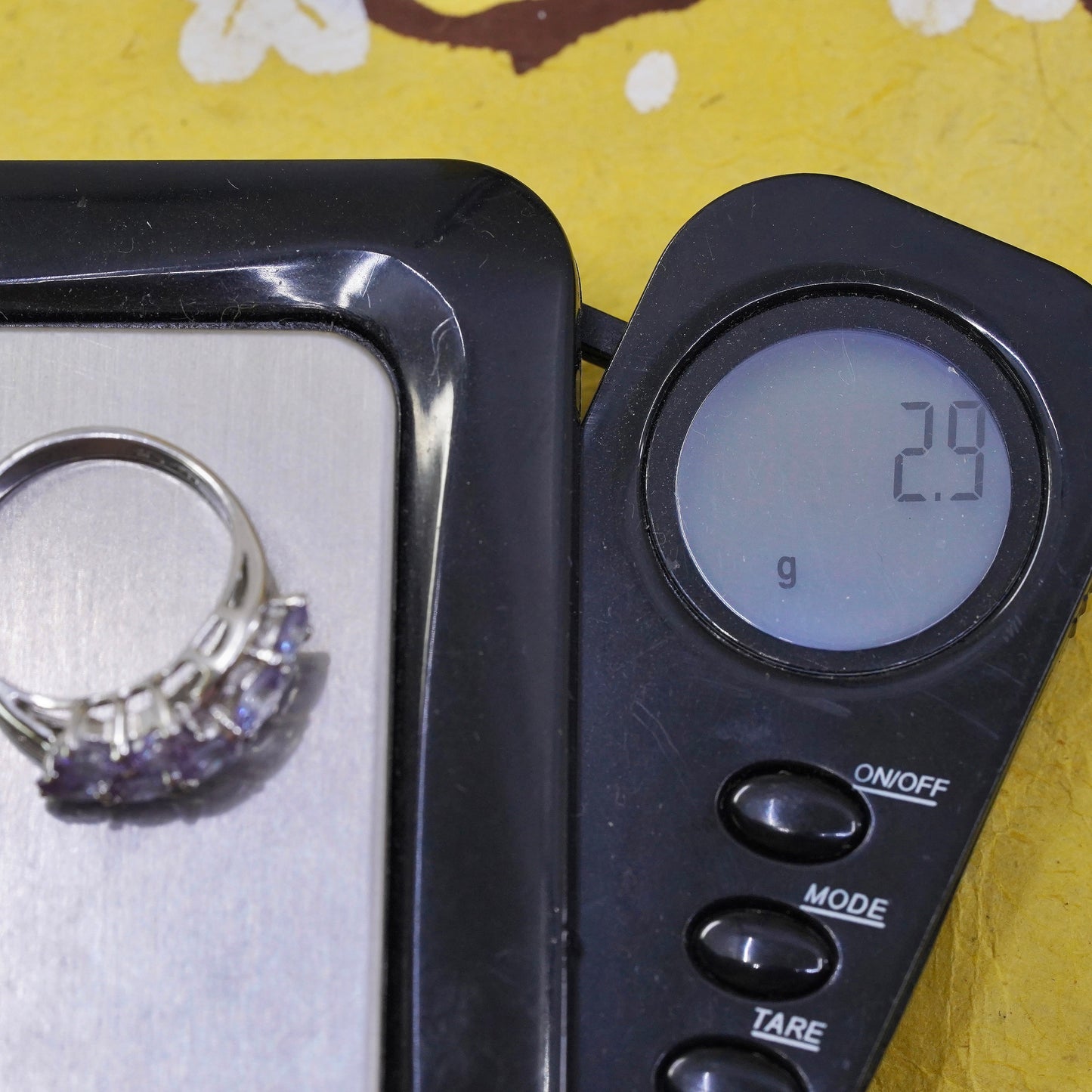 Size 5, vintage Sterling silver handmade ring, 925 band with amethyst