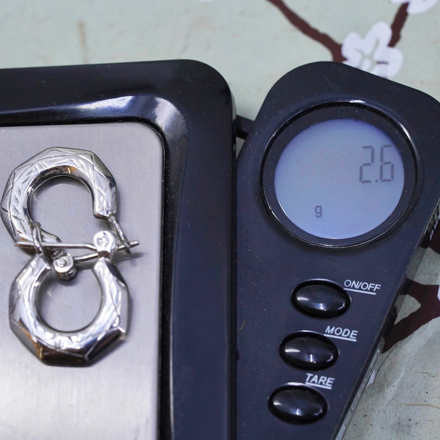 0.5", VTG sterling silver loop earrings, textured minimalist primitive hoops