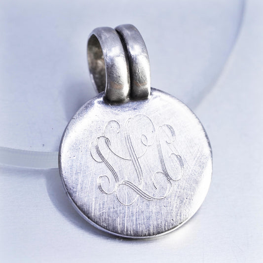 Mexico Sterling 925 silver circle charm pendant, initial monogram "SCL"