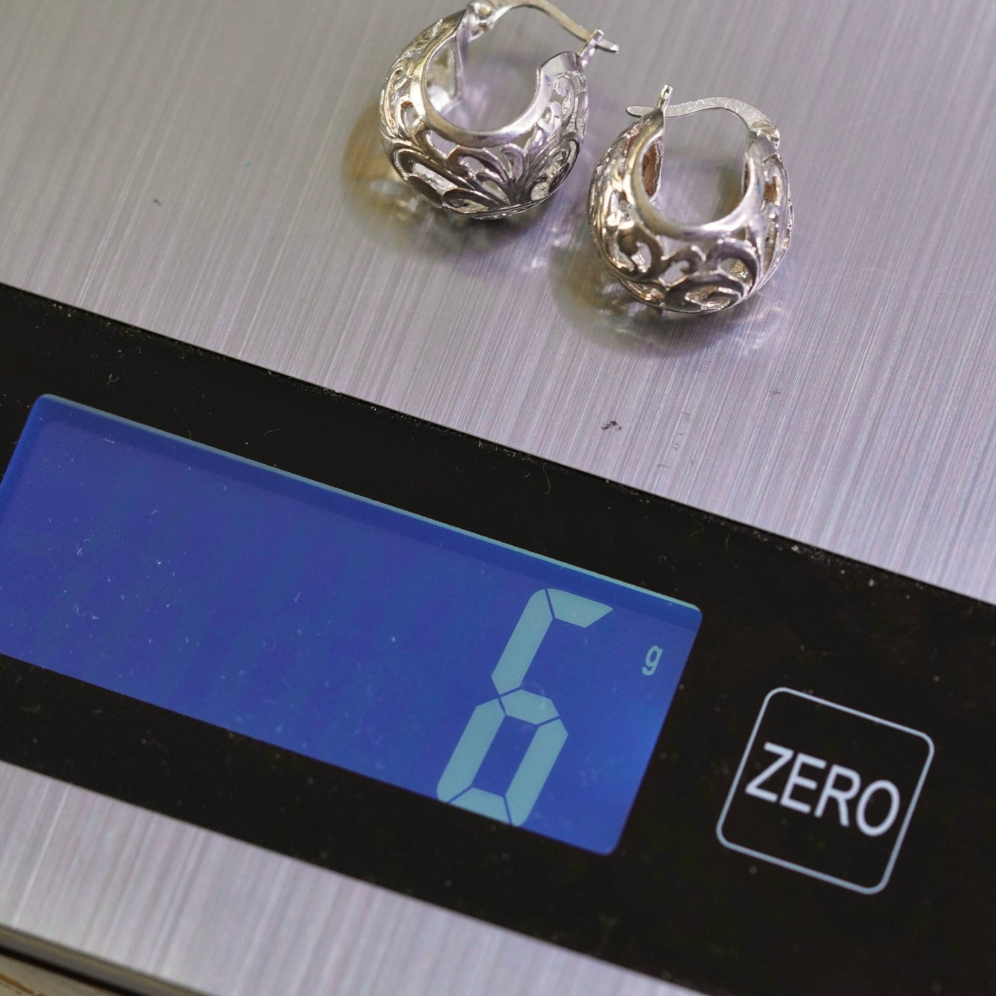 0.5”, sterling 925 silver loop earrings, filigree Huggie Hoops, fashion