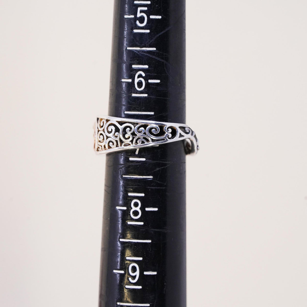 Size 6.5, Vintage sterling silver handmade ring, 925 filigree double heart band