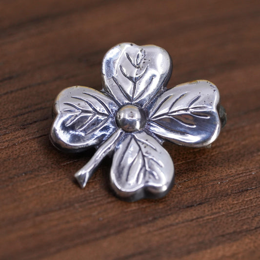 Vintage Lang handmade sterling 925 silver lucky clover brooch