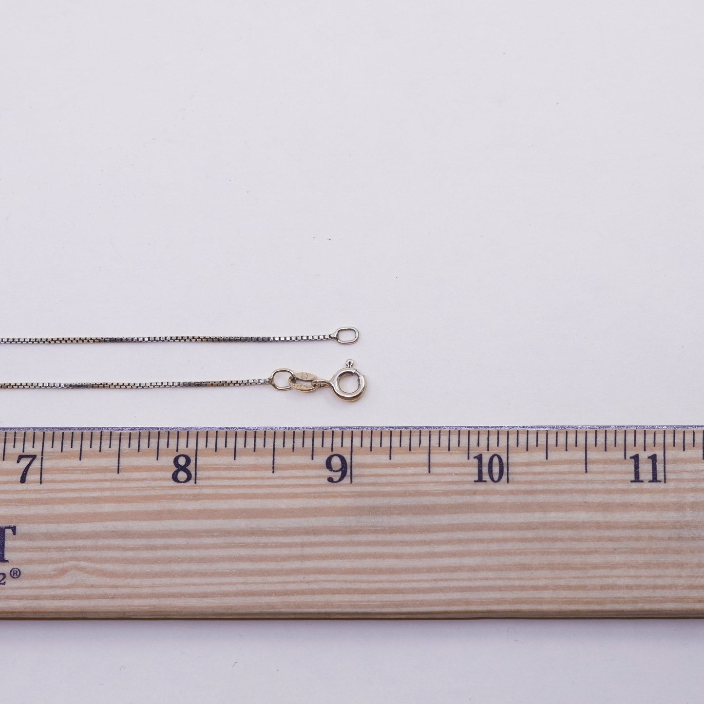 18”, 1mm, Vintage vermeil gold over sterling 925 silver box chain, necklace, stamped 925