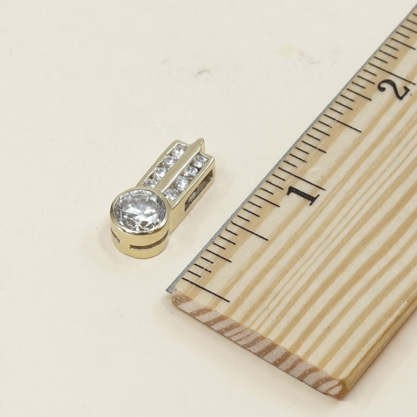 Gold over sterling silver pendant, minimalist, modernist, 925 w/ cz