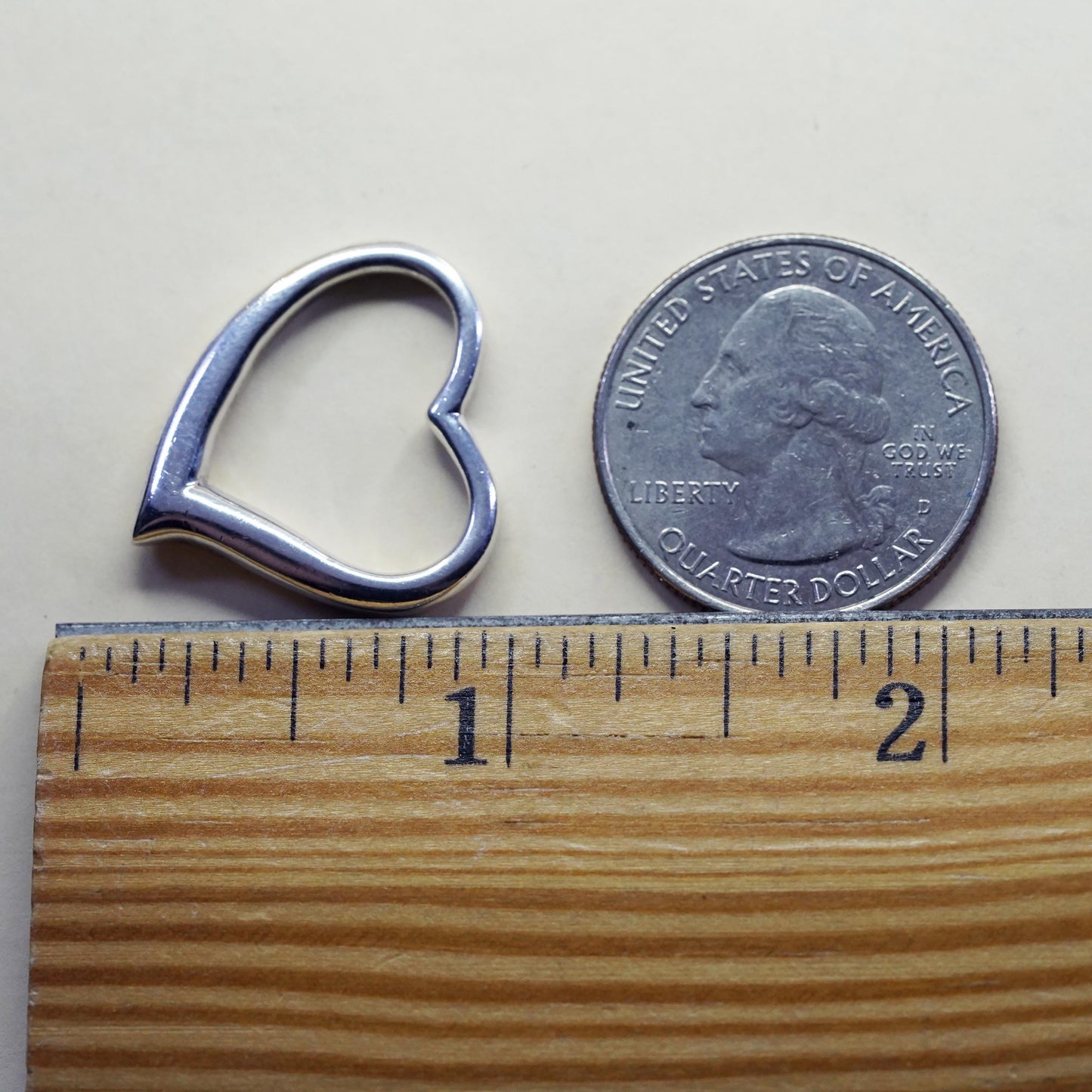 Vintage handmade sterling silver heart shaped pendant, 925 charm
