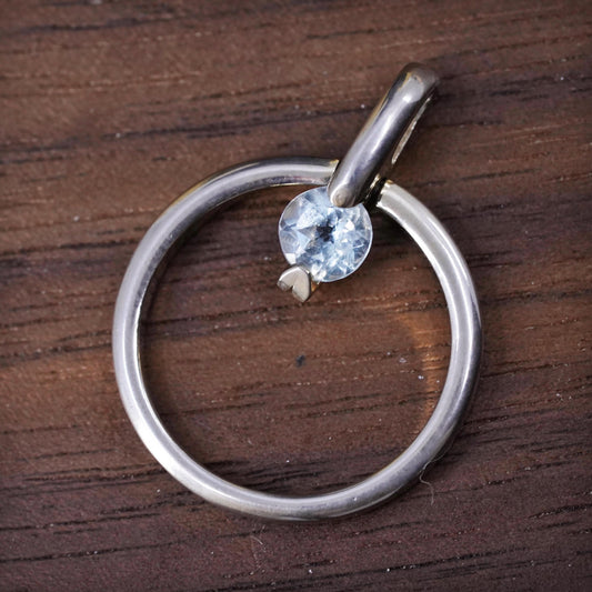 Vintage Sterling silver handmade pendant, 925 Circle with CZ