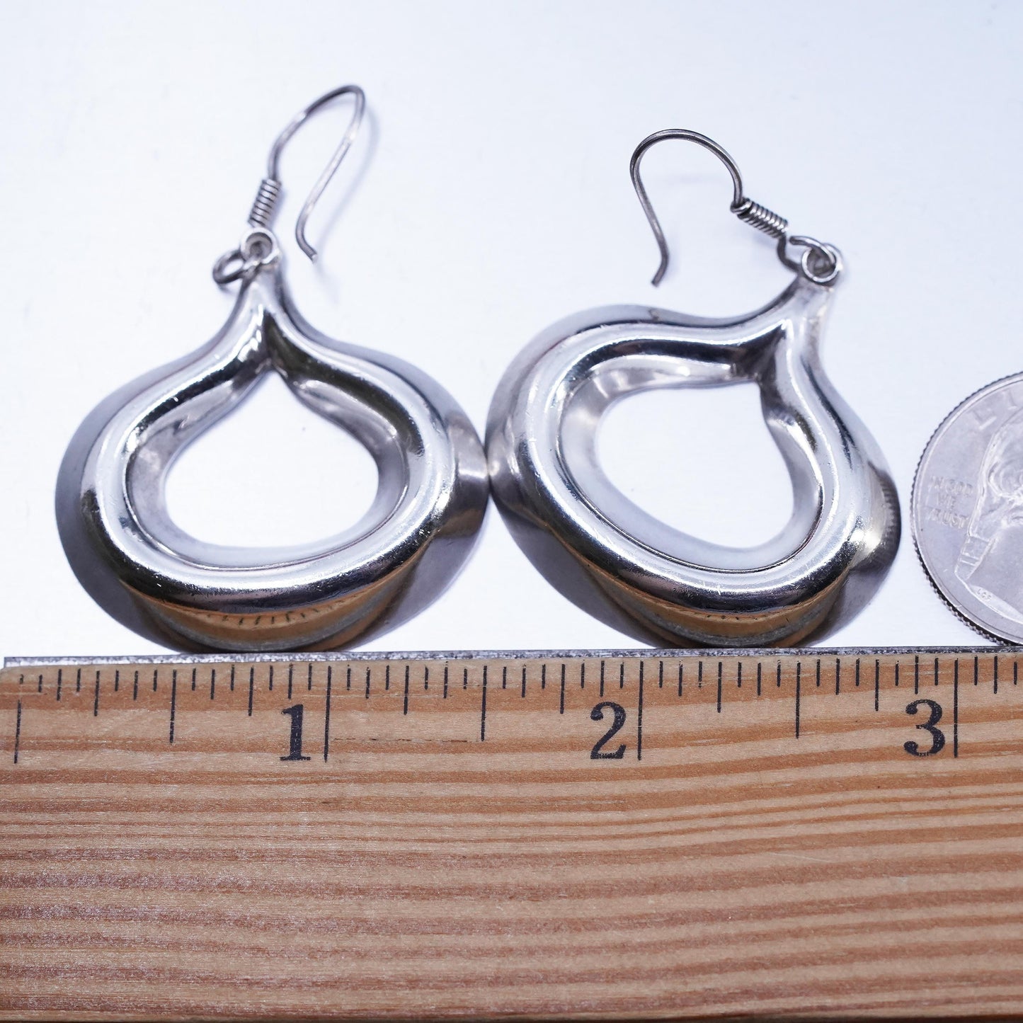 Vintage Mexican Sterling 925 silver handmade teardrop earrings