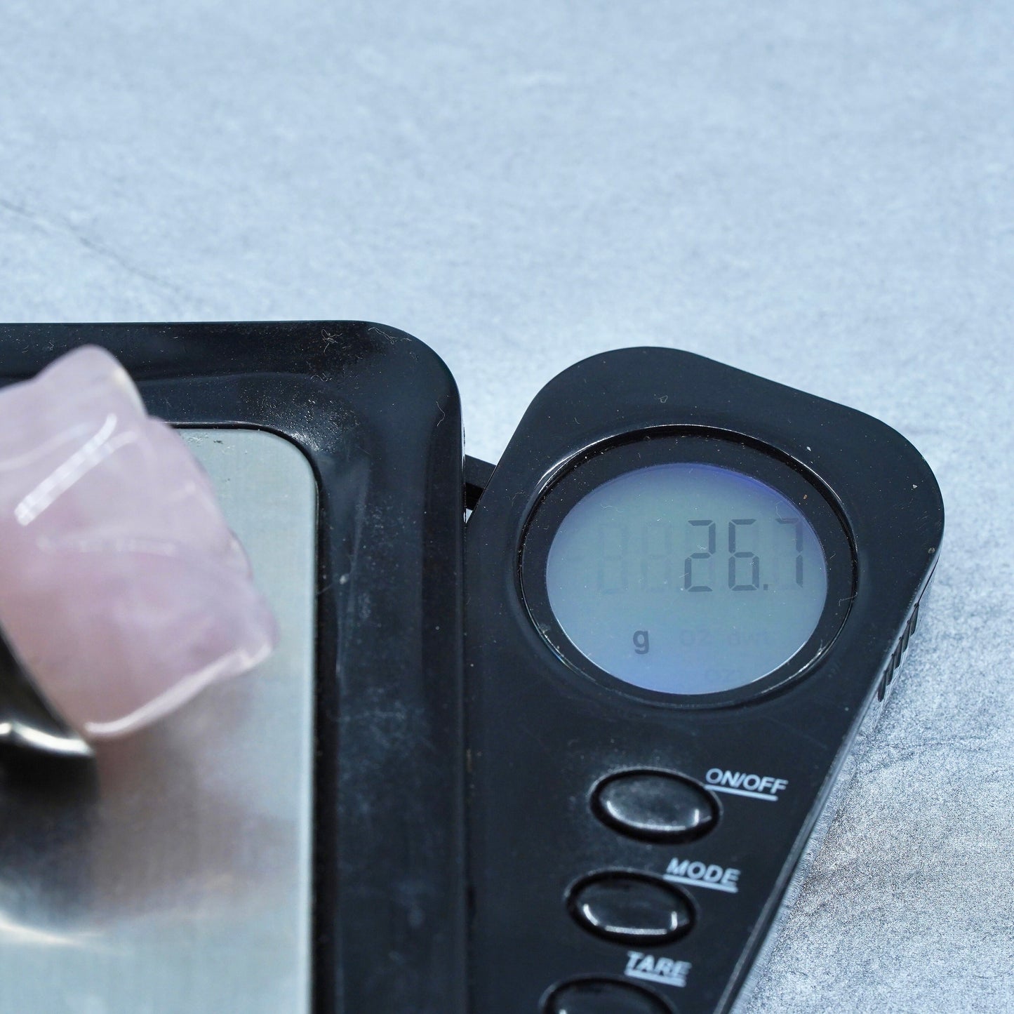 Size 7, Sterling 925 silver statement band ring with rose flower pink quartz