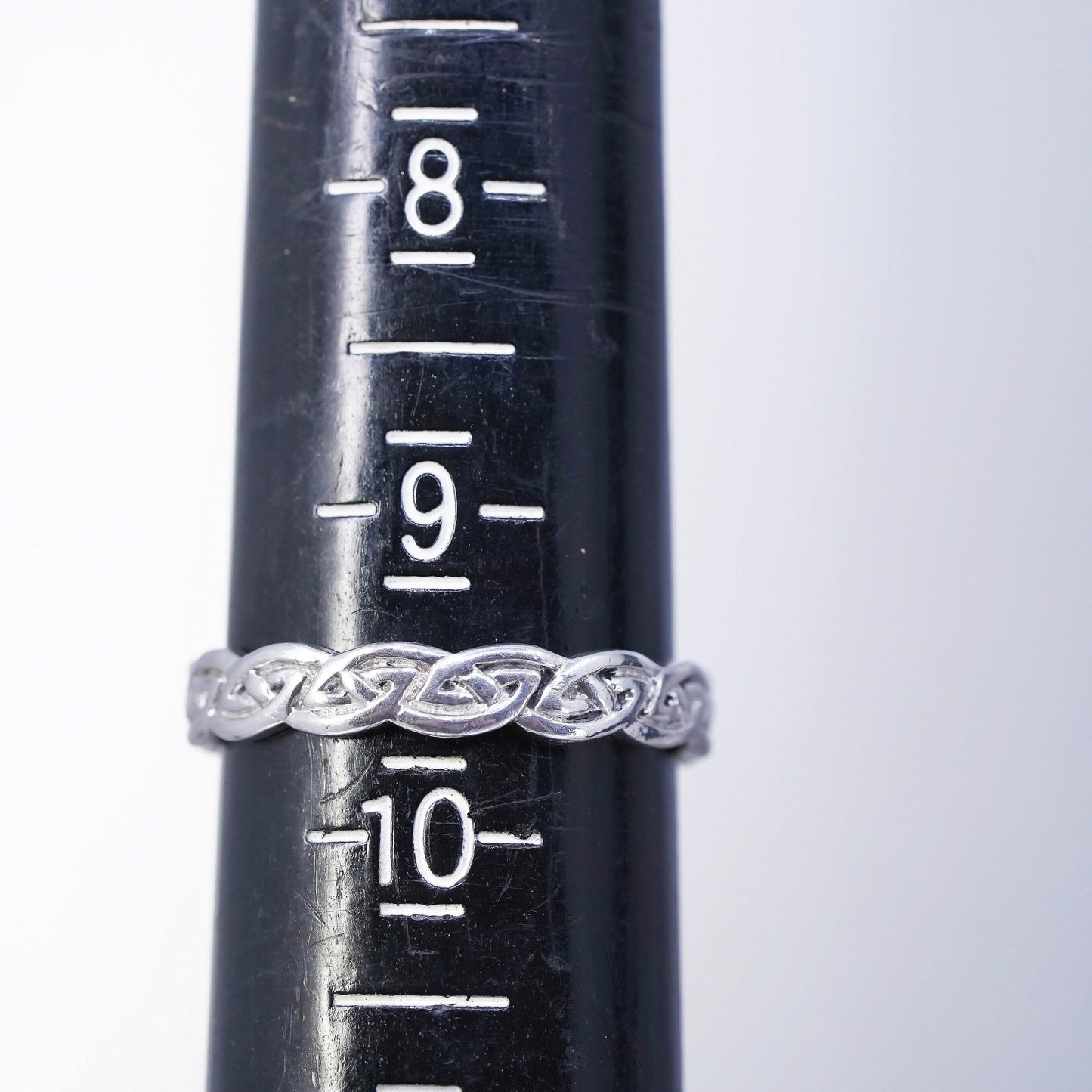 Size 9.5, southwestern Sterling 925 silver ring, woven braided textured band