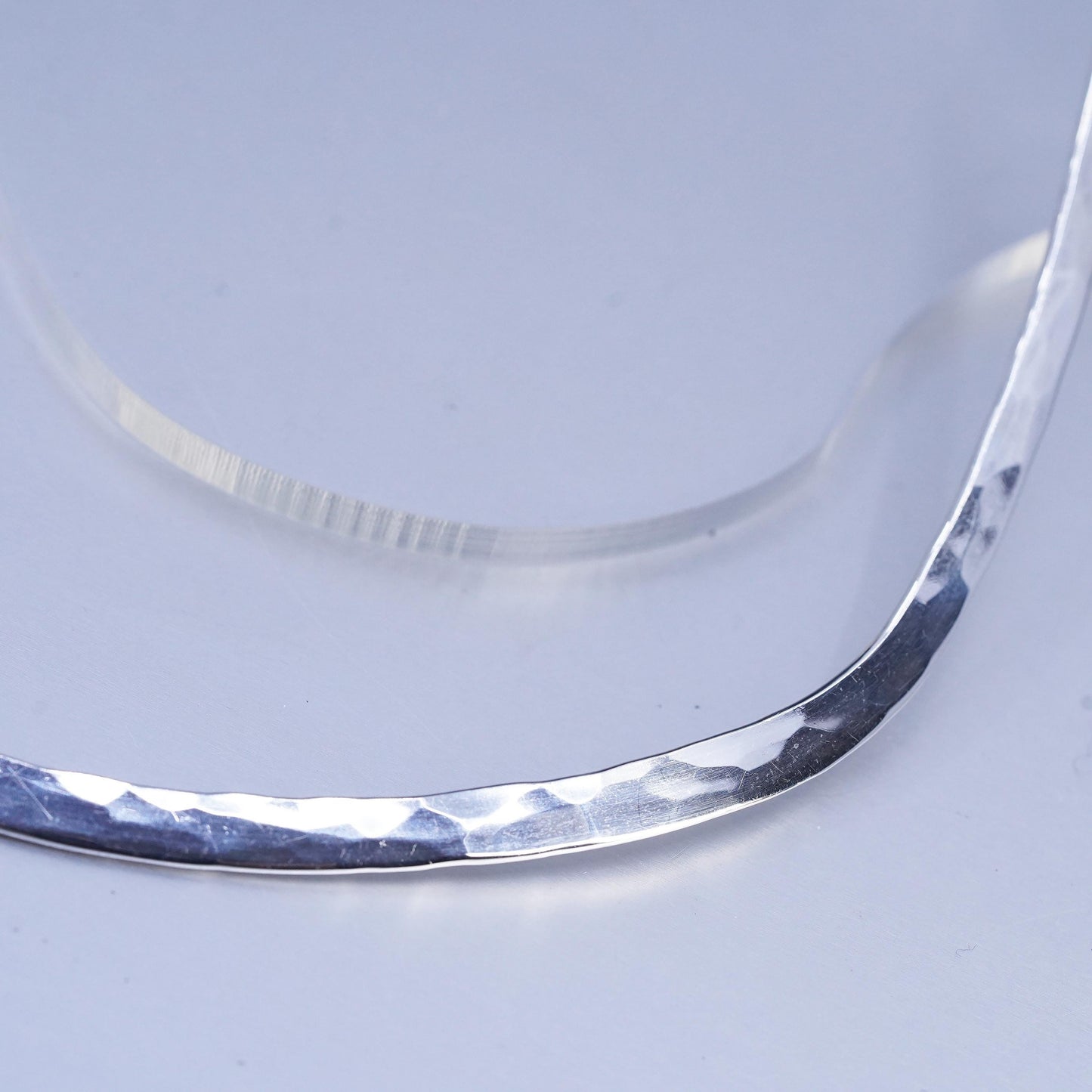 16", vintage Sterling 925 silver handmade hammered choker collar necklace