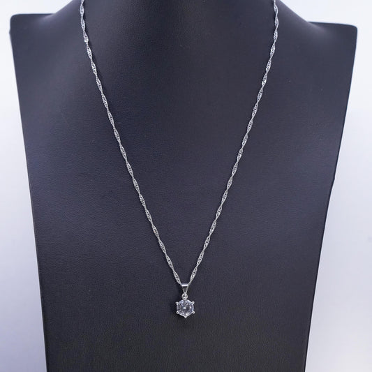 18" 2mm, vintage Sterling 925 silver twisted curb chain necklace w/ cz pendant
