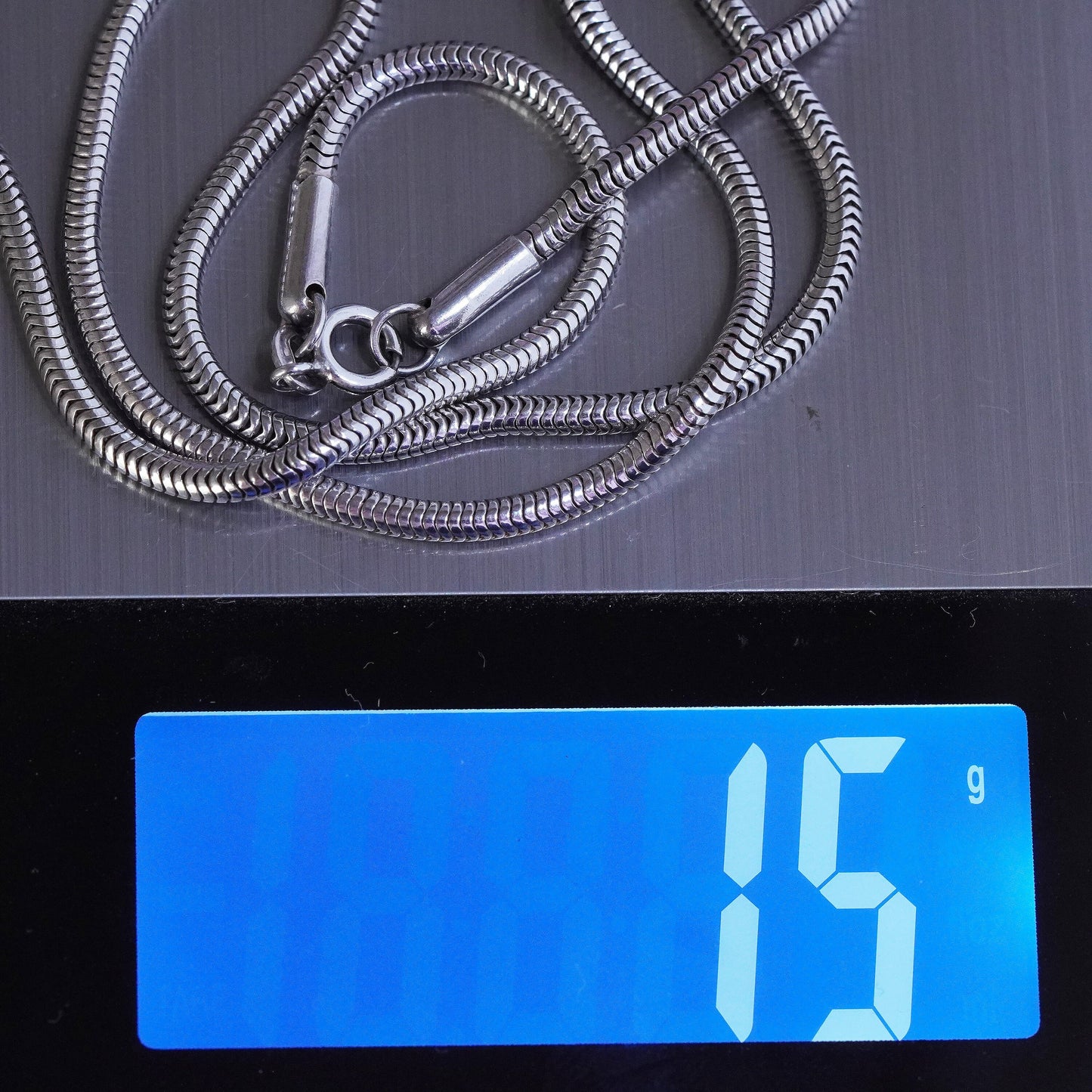 20”, 2mm, Vintage sterling silver snake chain, fine Italy 925 necklace