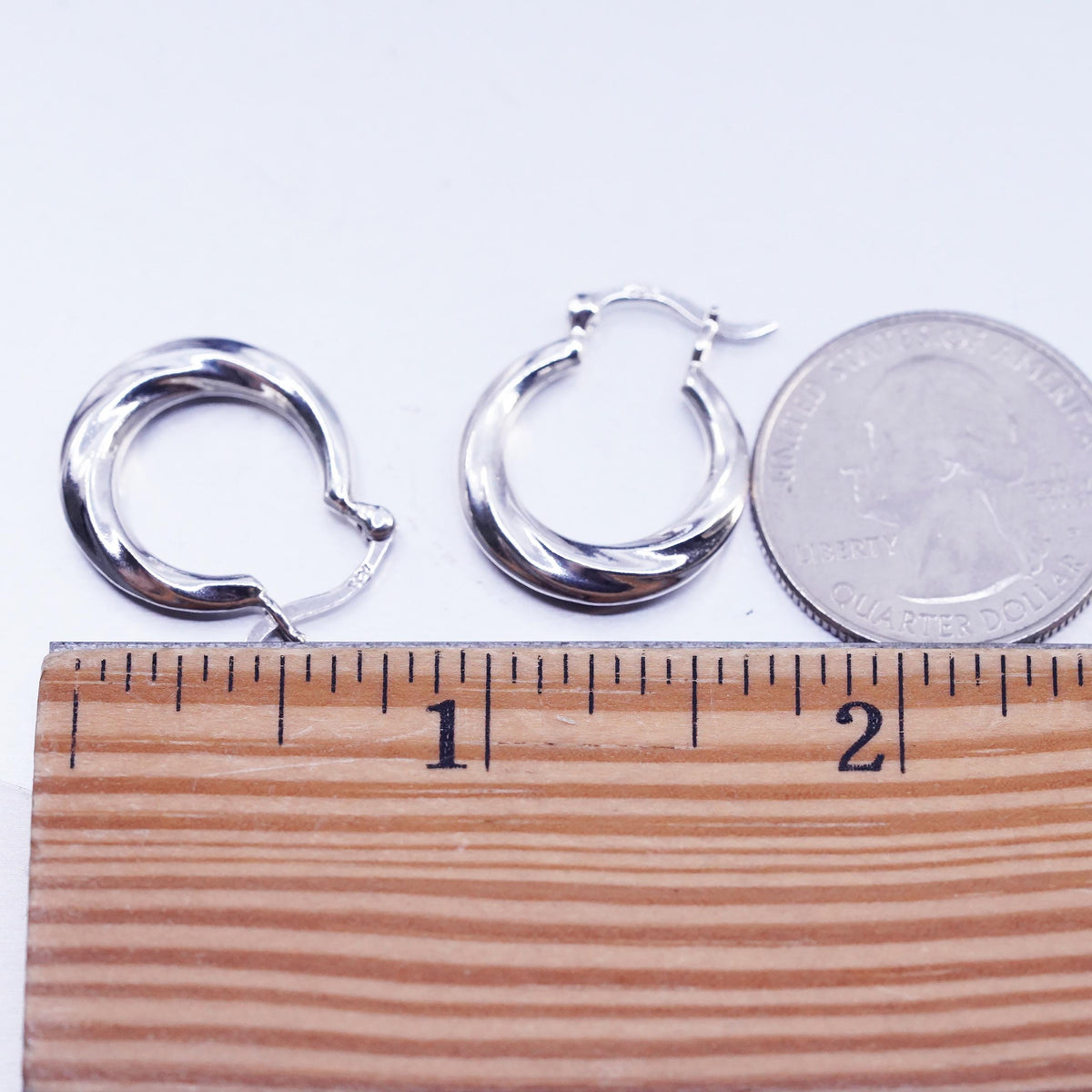 0.75", vintage Sterling silver handmade earrings, twisted 925 hoops