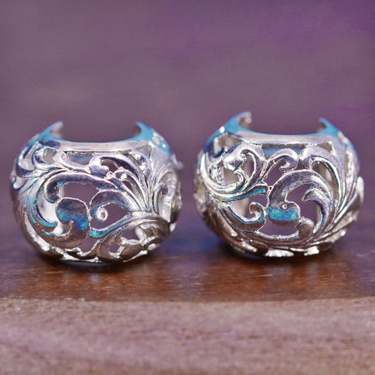 0.5”, sterling 925 silver loop earrings, filigree Huggie Hoops, fashion