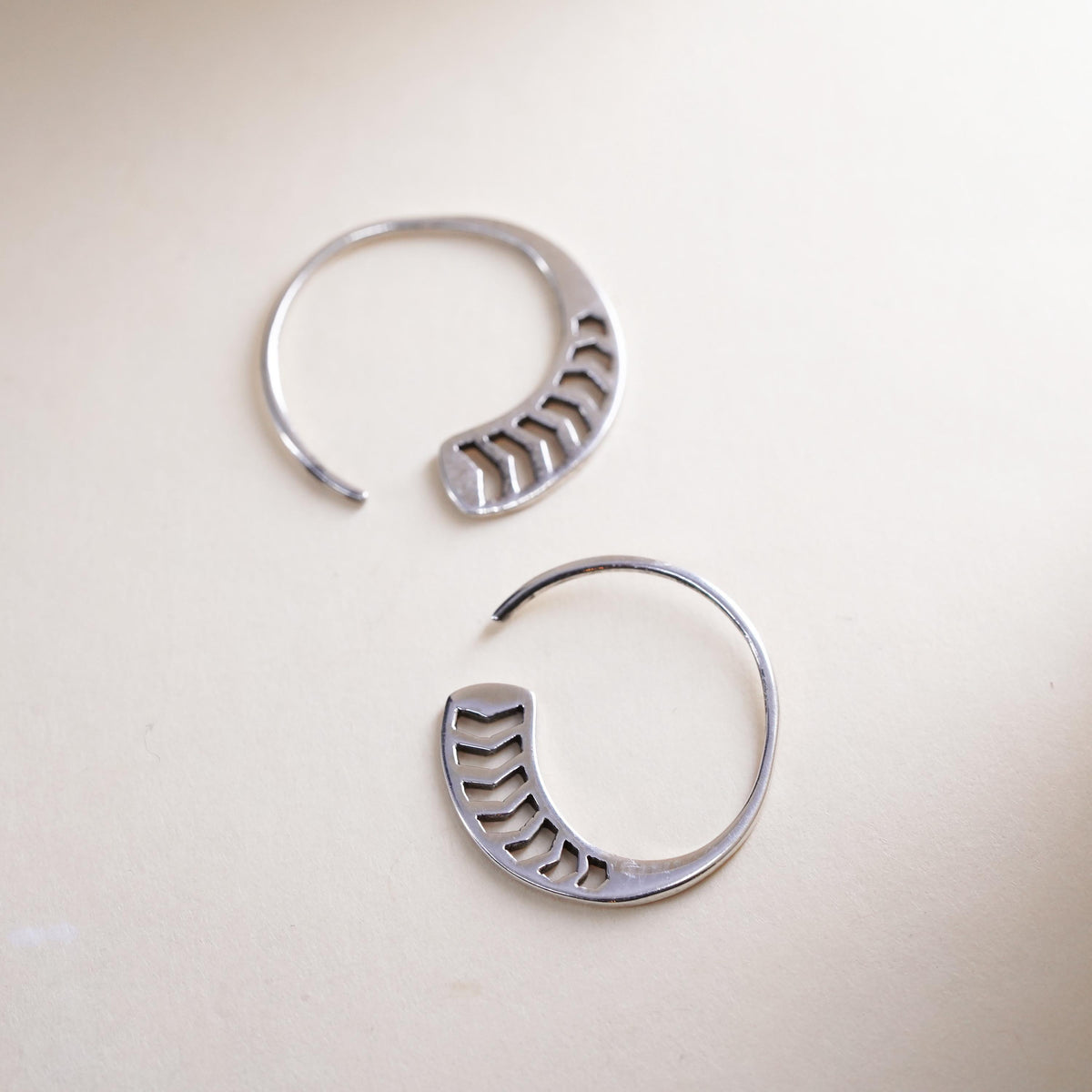 Vintage Sterling silver handmade earrings, 925 filigree sprial hoops