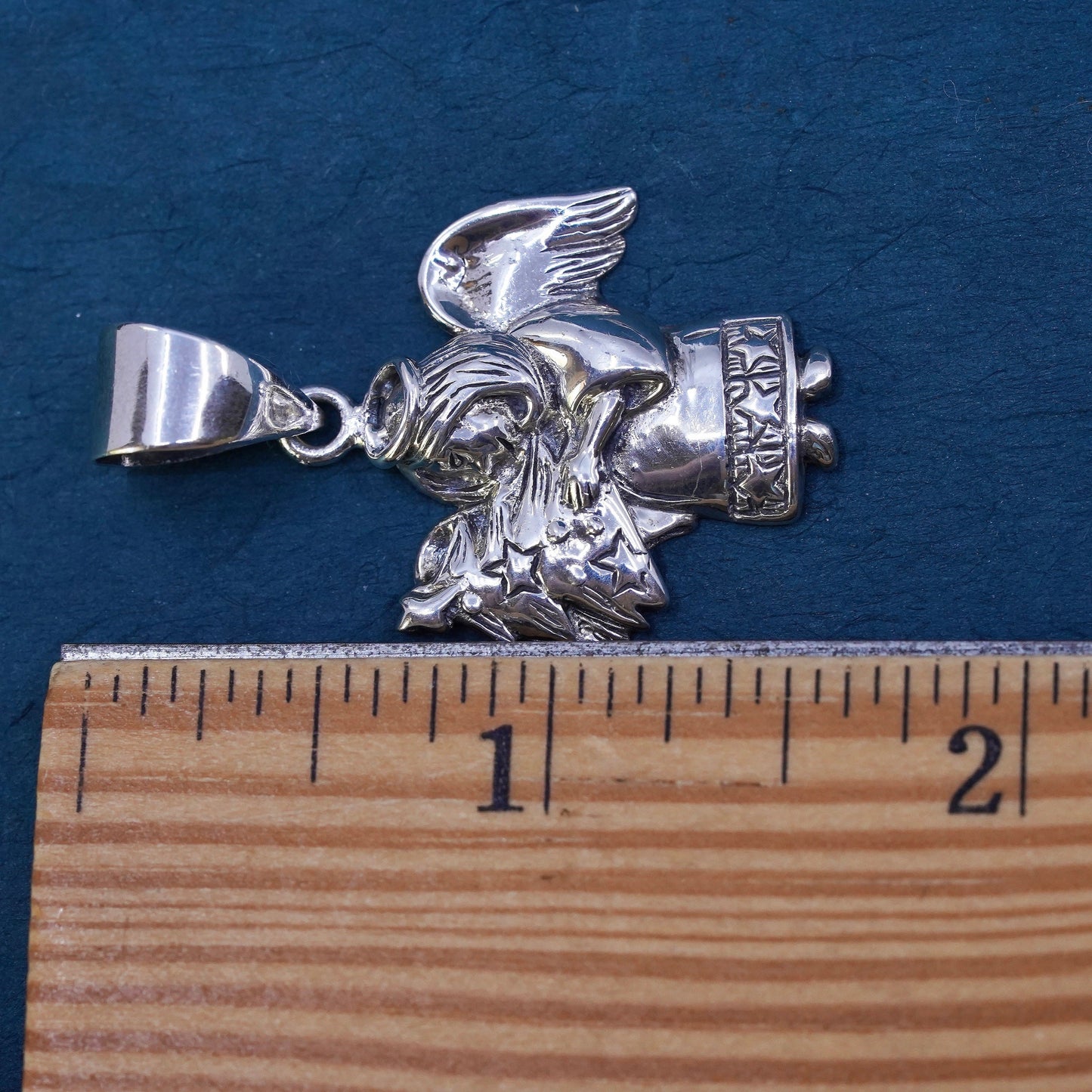 Vintage sterling silver handmade pendant, 925 Angel charm
