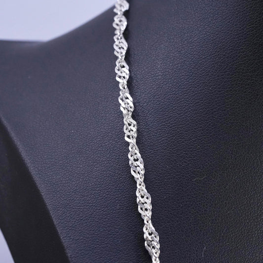 25", vintage Italian Sterling silver handmade necklace, 925 twisted curb chain