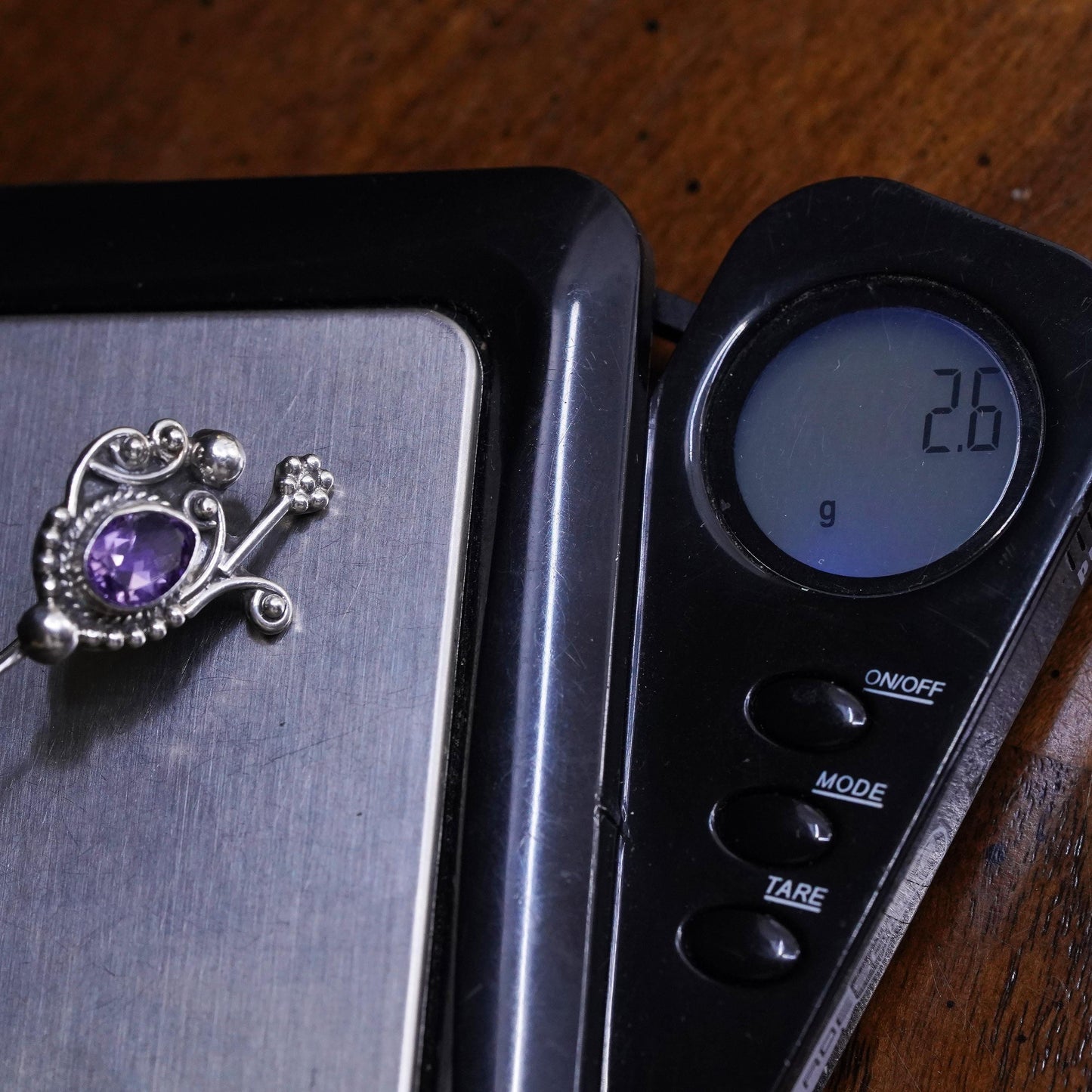 Southwestern sterling silver 925 handmade single earring with amethyst