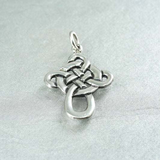 Vintage sterling 925 silver handmade Irish Celtic knot cross pendant