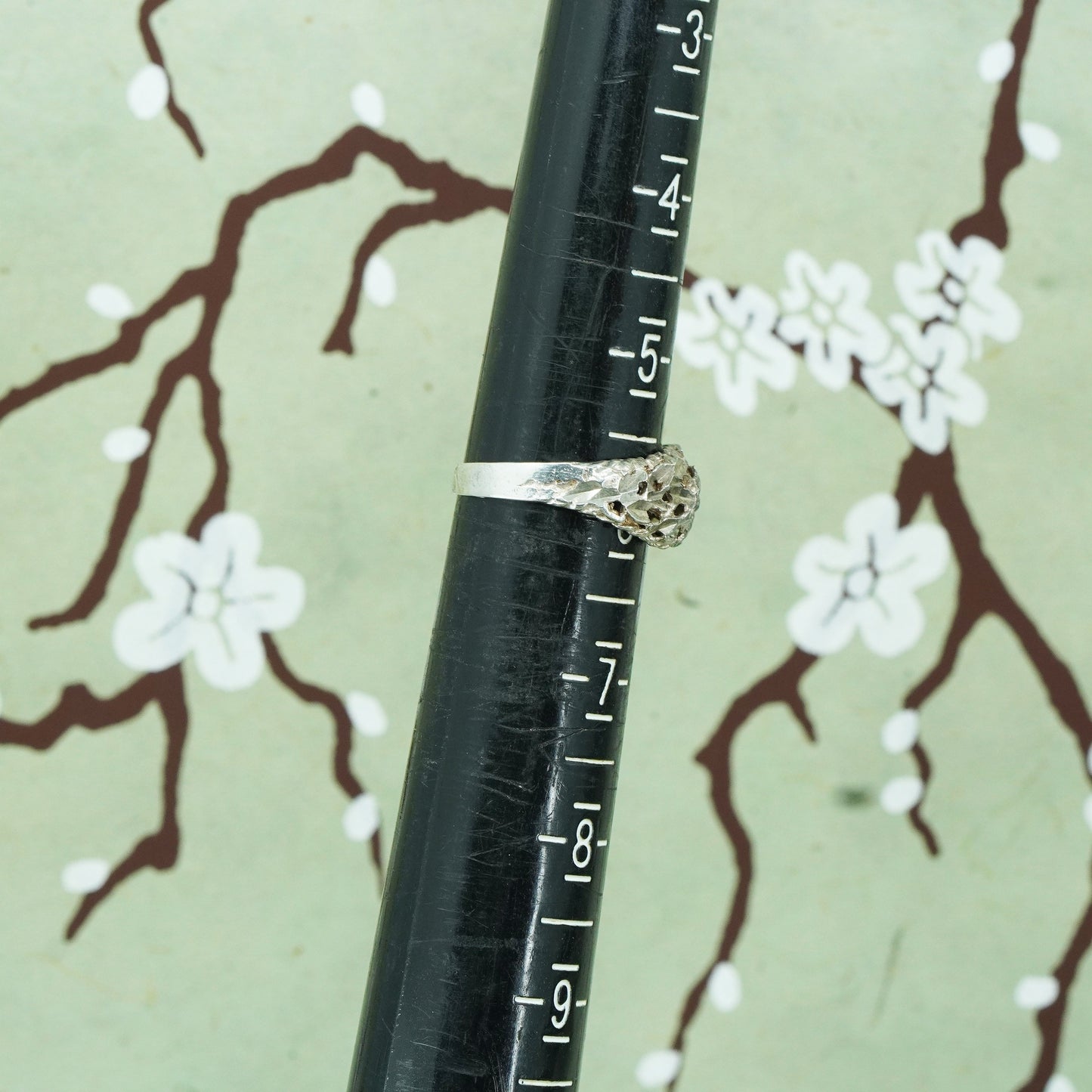 Size 5.5, vintage sterling silver handmade ring, Mexico textured 925 band