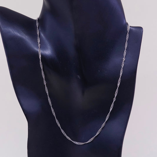 18”, 2mm, Vintage sterling silver Italy 925 silver twisted curb chain, necklace